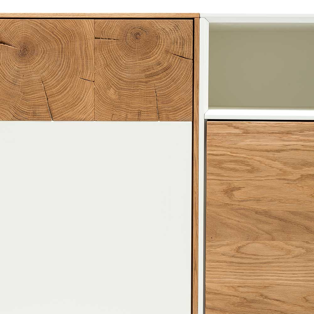 Schlichtes Design Sideboard in Weiß & Eiche - Smonia
