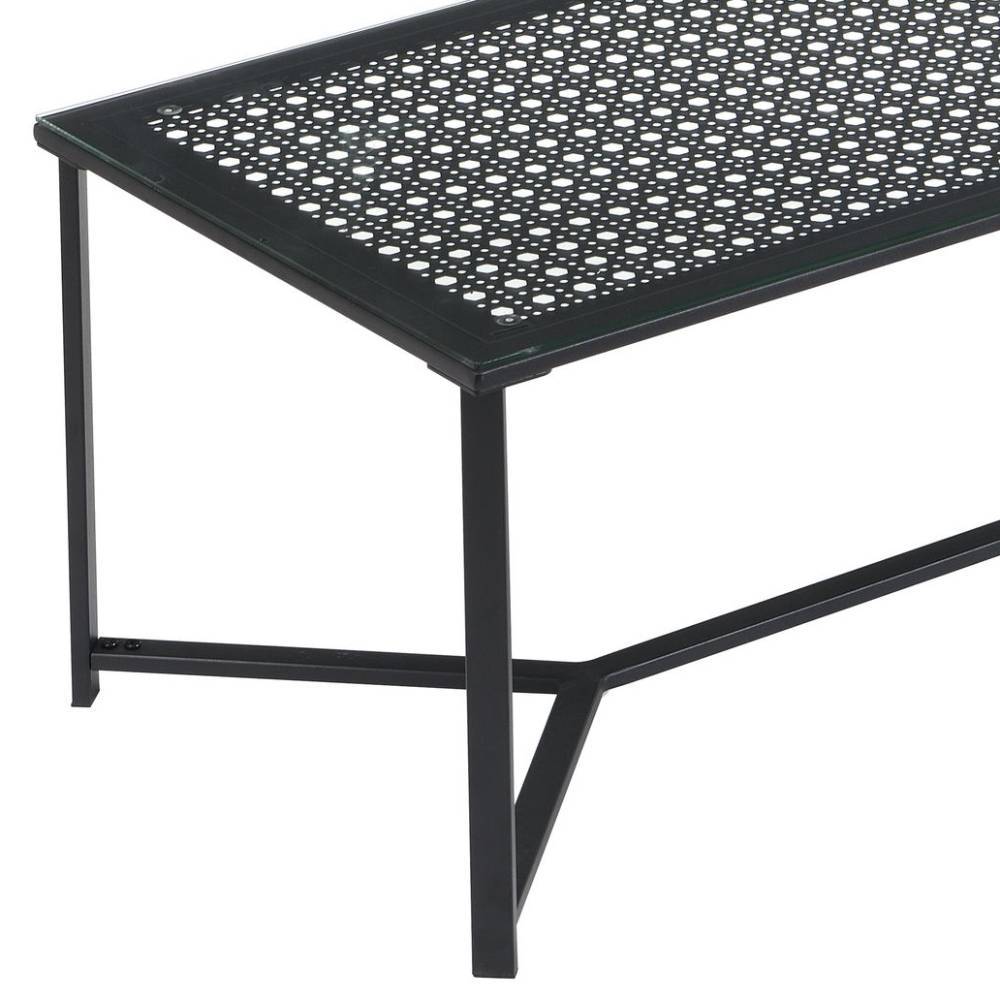 Wohnzimmer-Glastisch mit Metallgestell - Panfreda