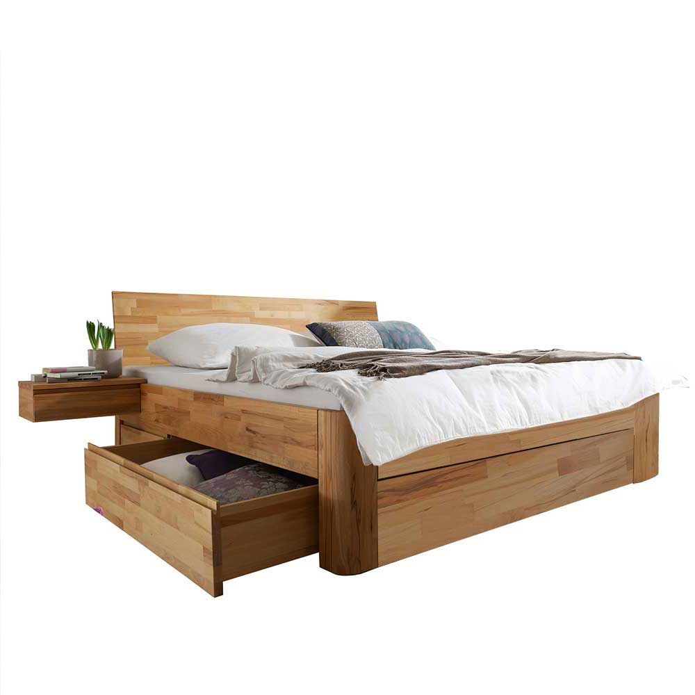 Holz Doppelbett & Nachttische - Jecana (dreiteilig)