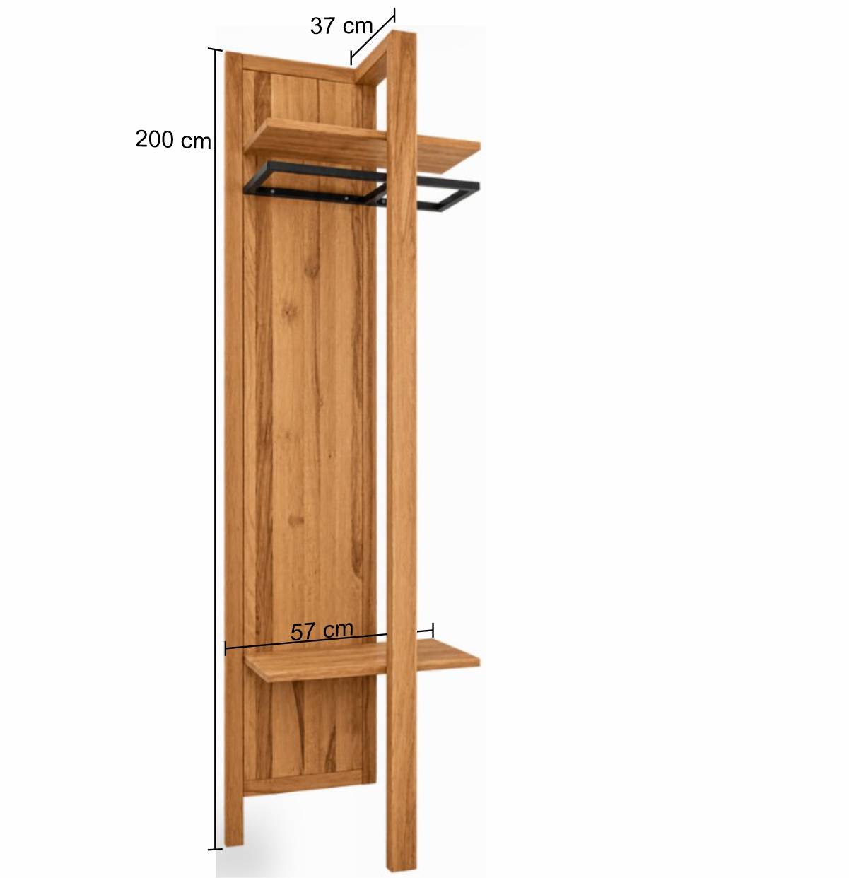 57x200x37 Garderobe aus Kernbuche & Eisen - Dimphi