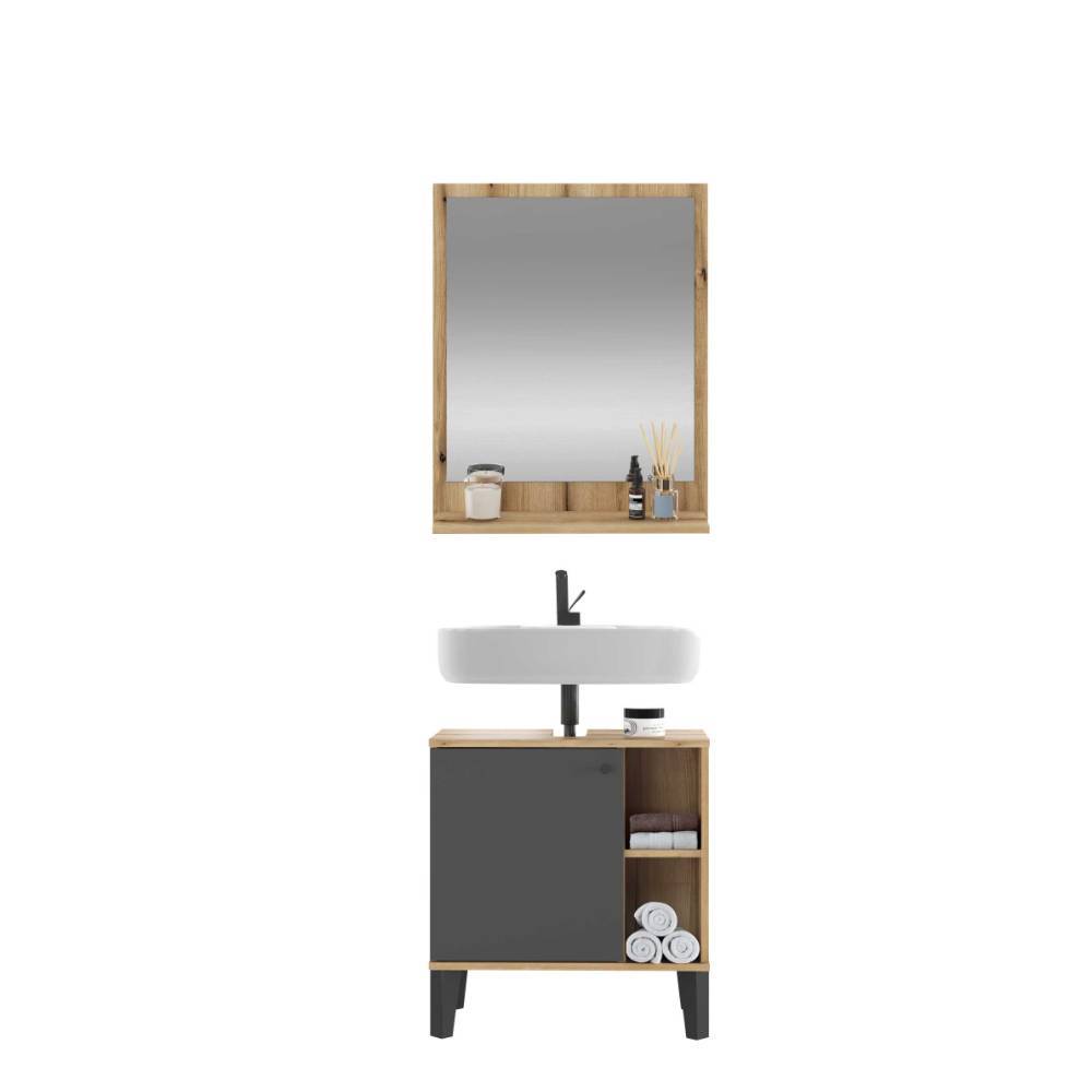 Bad Unterbeckenschrank & Spiegel Set - Niniana (zweiteilig)