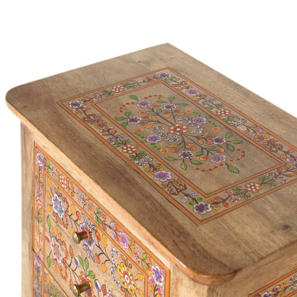 Holz Kommode mit Blumen Motiven - Etura