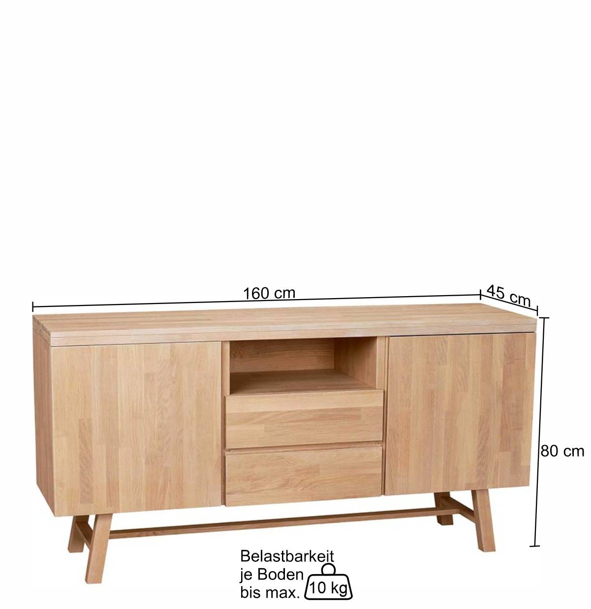 160x80x45 cm Sideboard aus Eichenholz - Neata