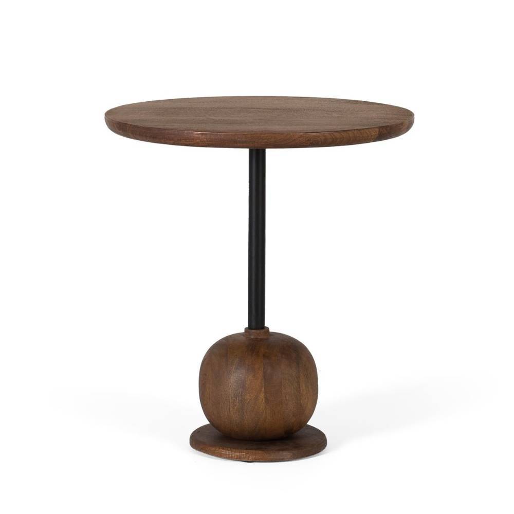 Eleganter Beistelltisch aus dunklem Holz mit schwarzem Säulendesign – Lixiam