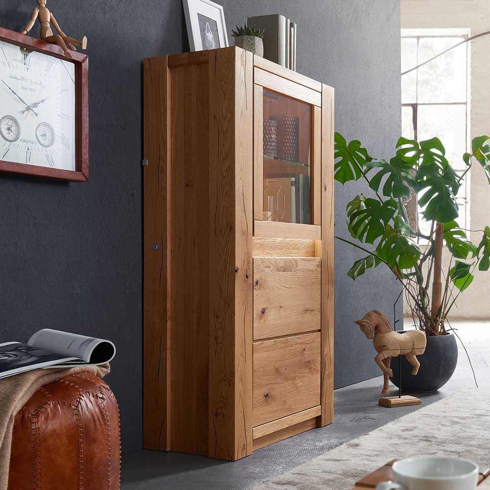 2-türiger wohnzimmerschrank aus wildeiche massivholz - aconlean