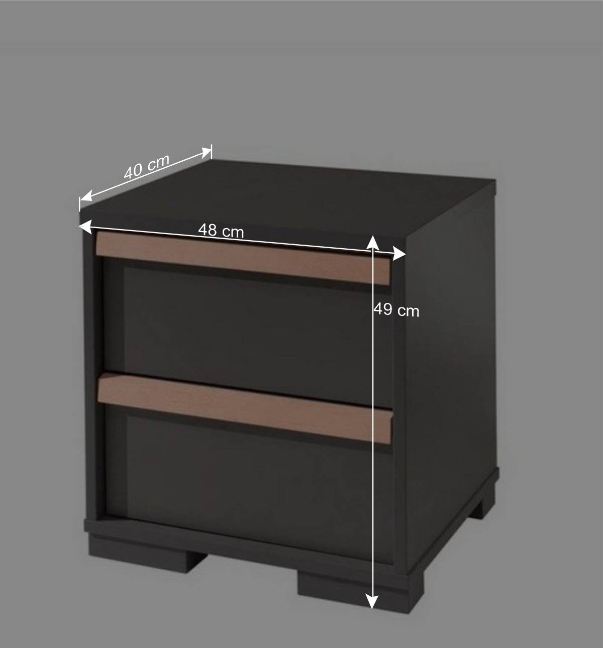 48x49x40 Nachtkommode mit zwei Schubladen - Navlius