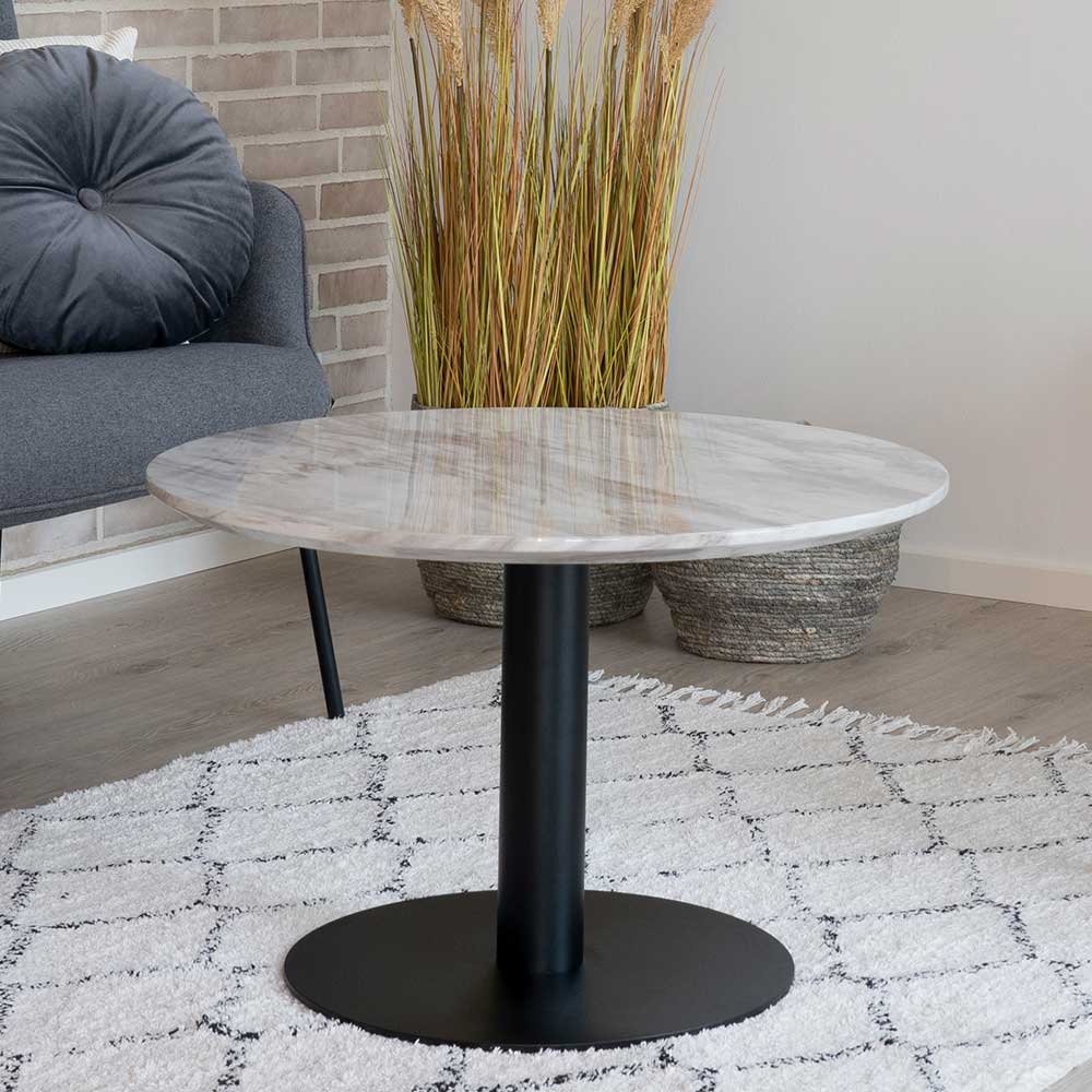 70cm runder Wohnzimmer Tisch in Marmor Optik - Ovaio
