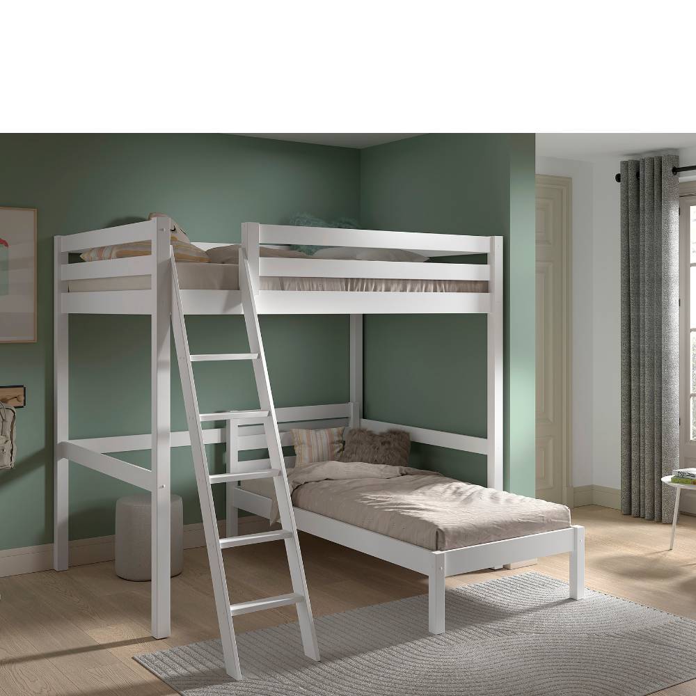 140x200 Hochbett mit Einzelbett 90x200 - Napcolia