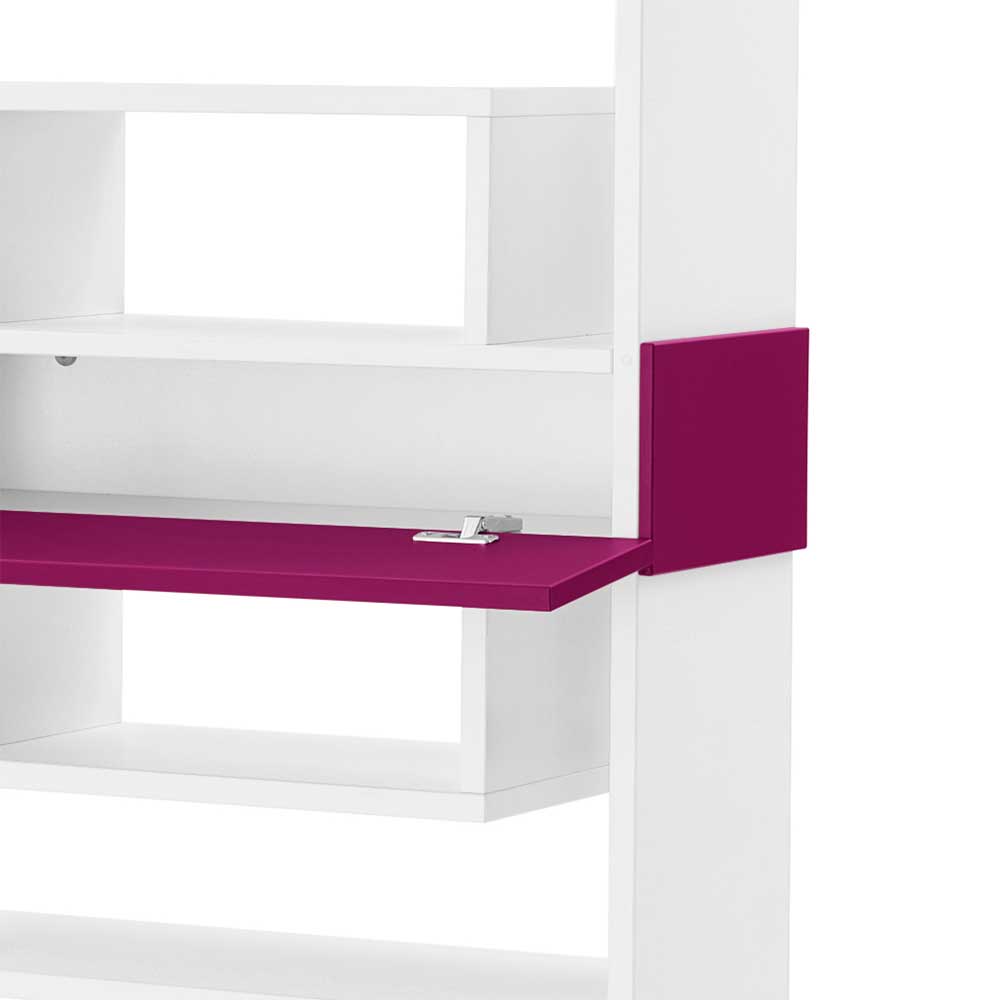 Design Regal Calaas in Weiß mit Pink 75x180cm
