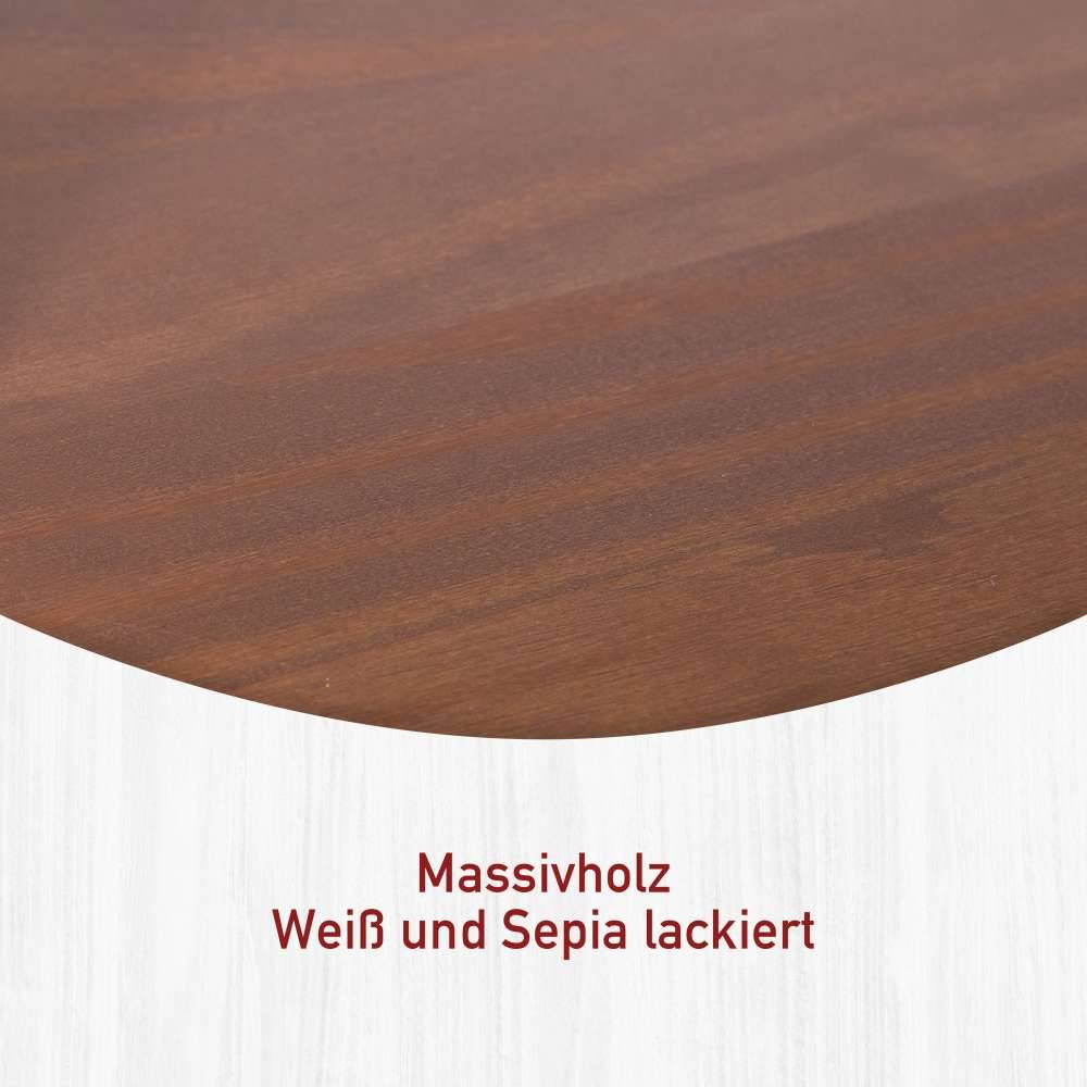 130 cm Kiefer Sideboard in Weiß Braun - Vatina