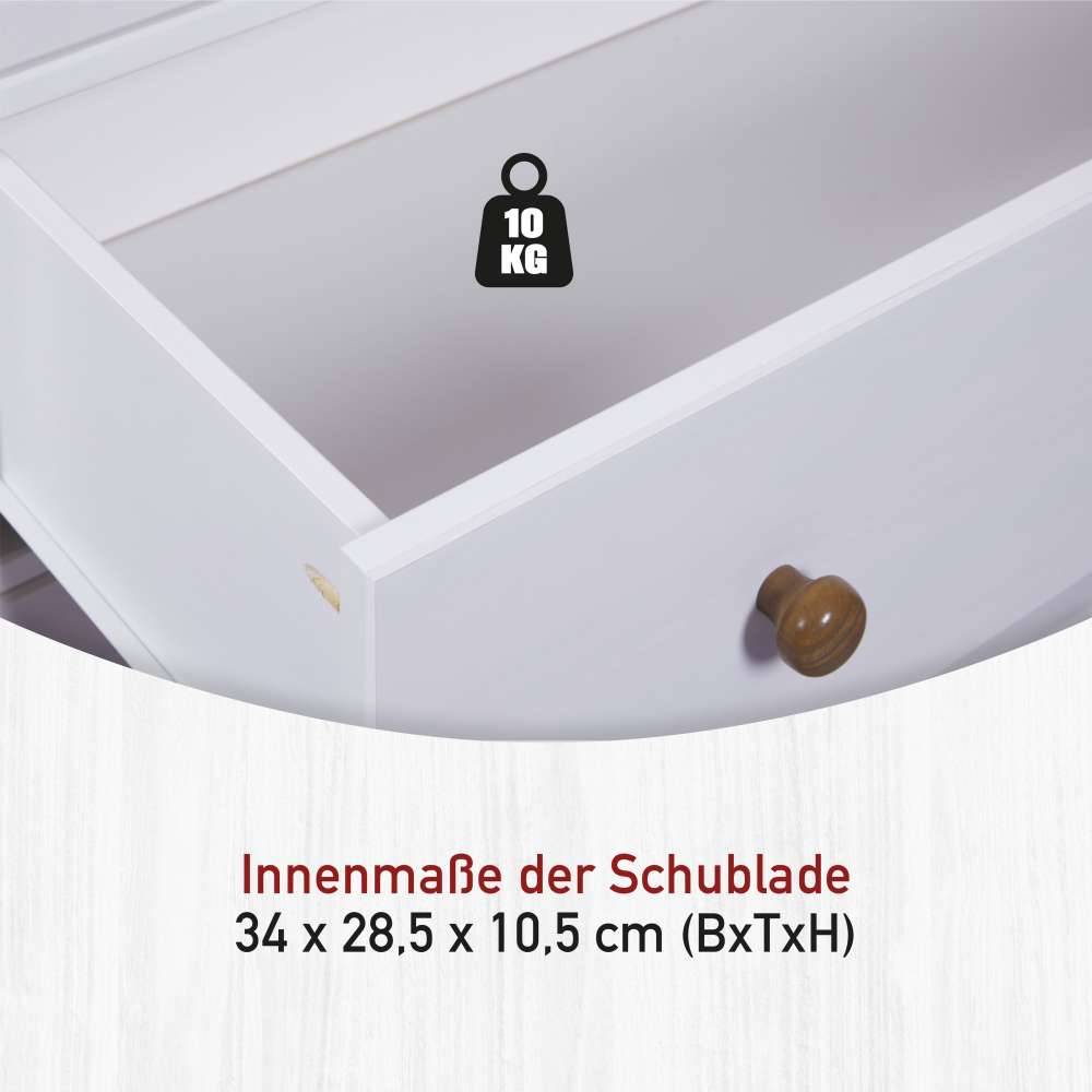 130 cm Kiefer Sideboard in Weiß Braun - Vatina
