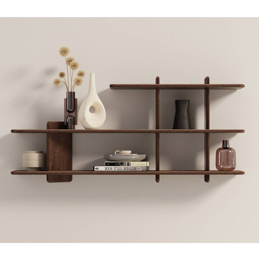 Design-Wandregal in Eiche Tabacco - Jayva