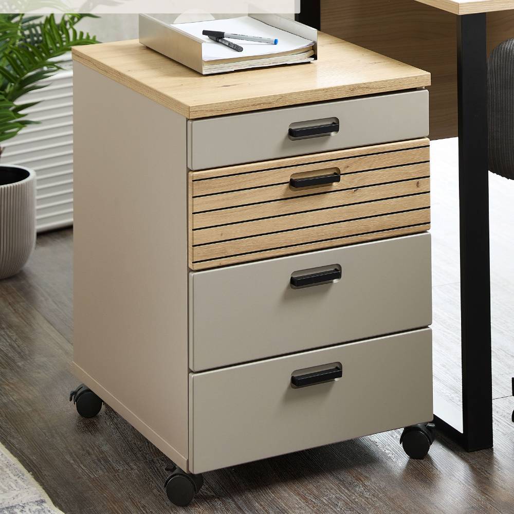 Schreibtisch Rollcontainer in Grau - Dorota