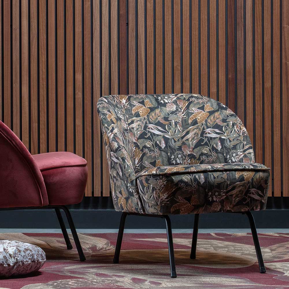 Designsessel mit Musterstoff Pflanzen Samt - Zimcons