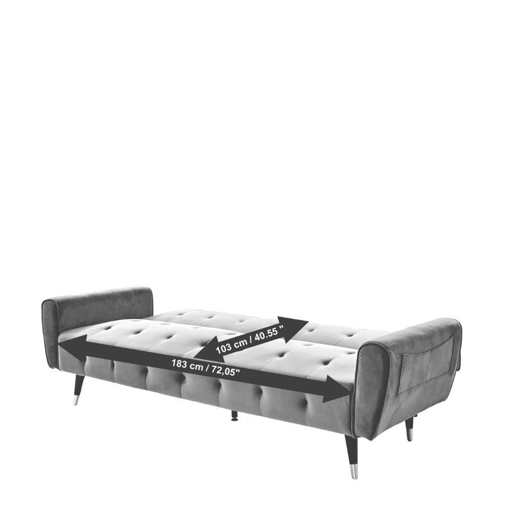 Dreisitzer Schlafsofa in Dunkelgrün Samt - Bela