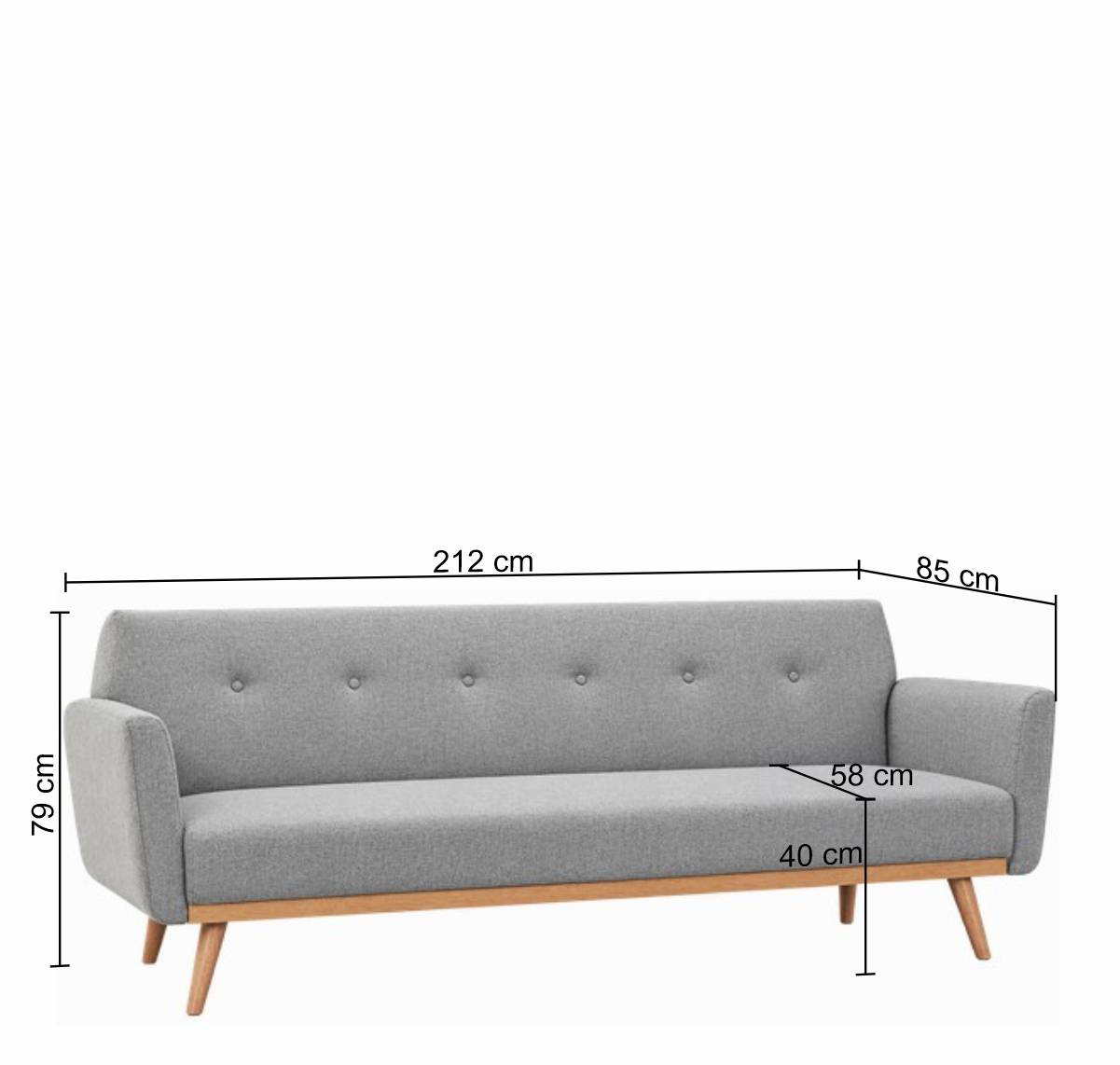 Scandi Chic Schlafcouch in Dunkelgrau & Natur - Giorgio