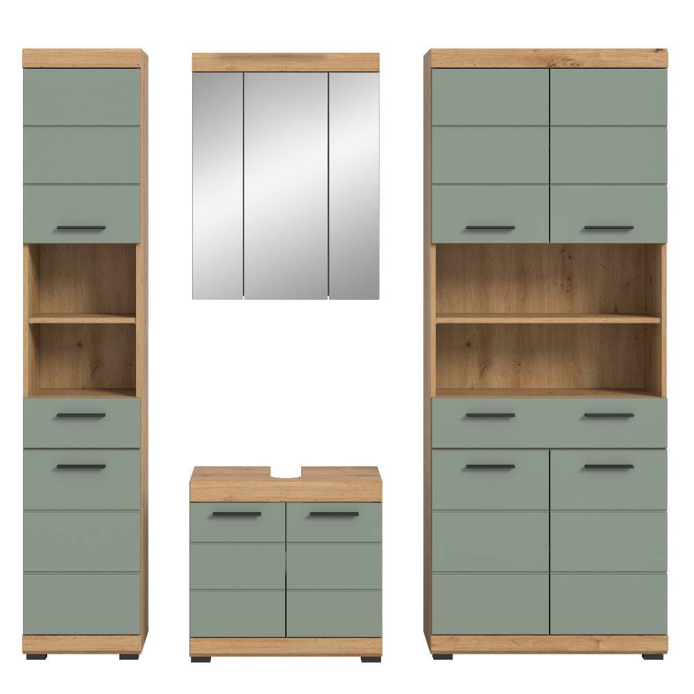 Badezimmer-Komplett-Set in Salbei - Tamdato (vierteilig)