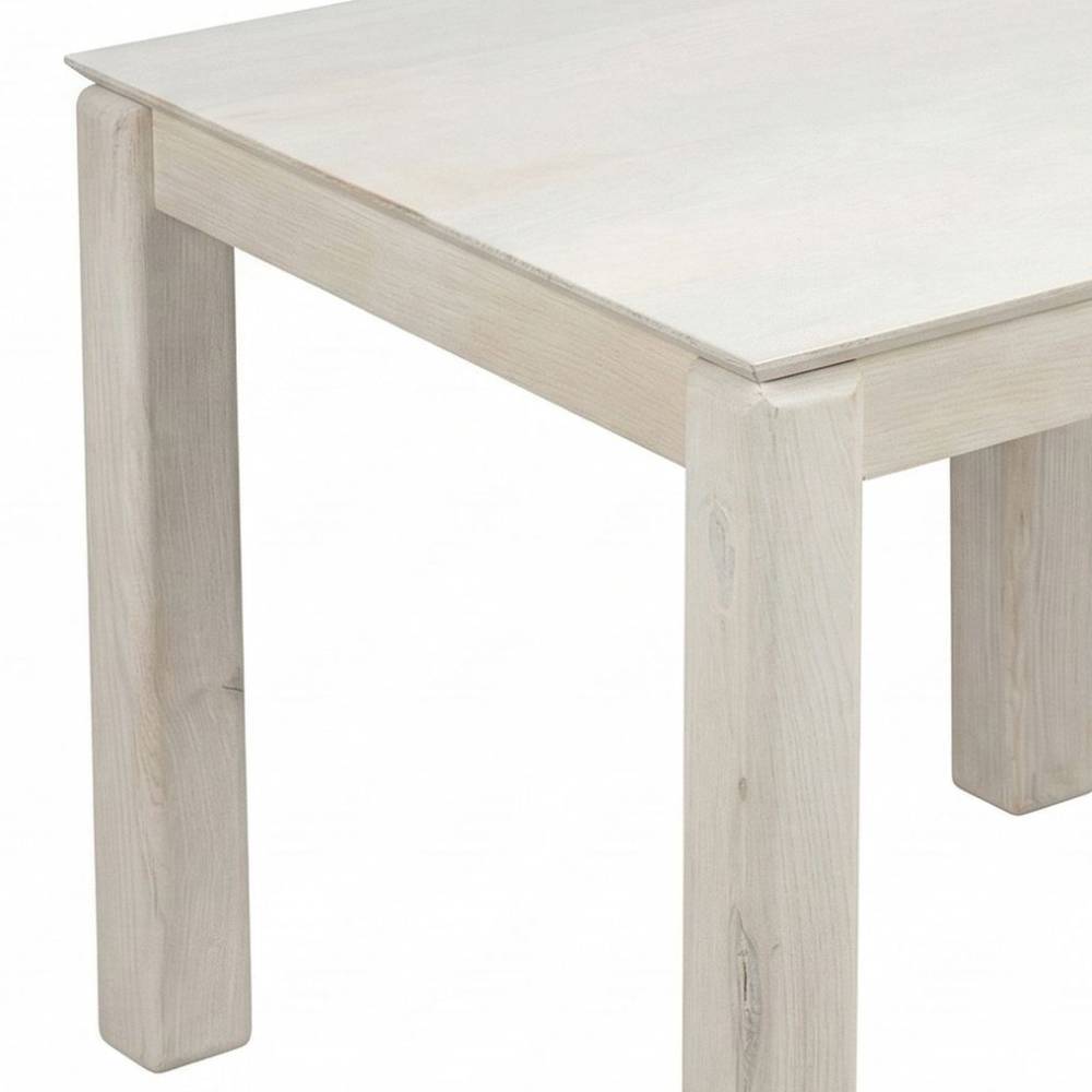 Eckdetail des Holztisches in White Wash Optik und Maserung – Xamento
