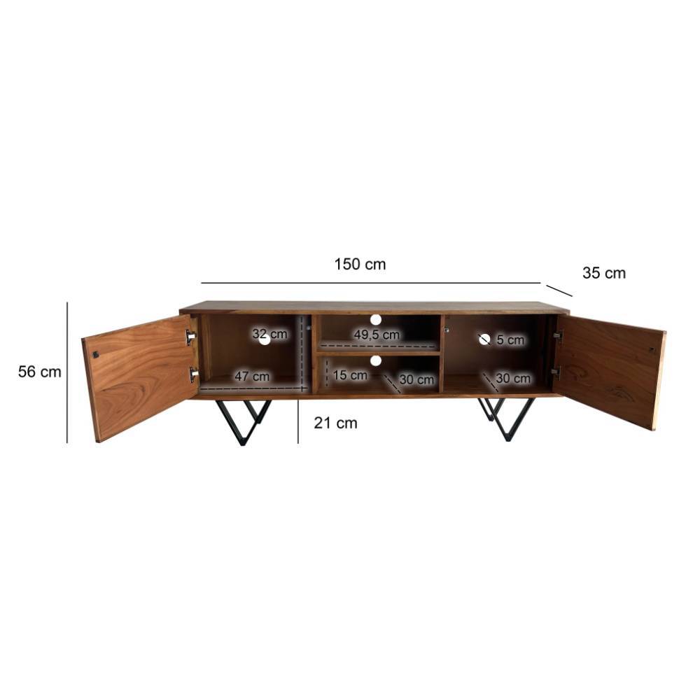 TV-Lowboard in Steinoptik und Akazie Braun - Eckpoint