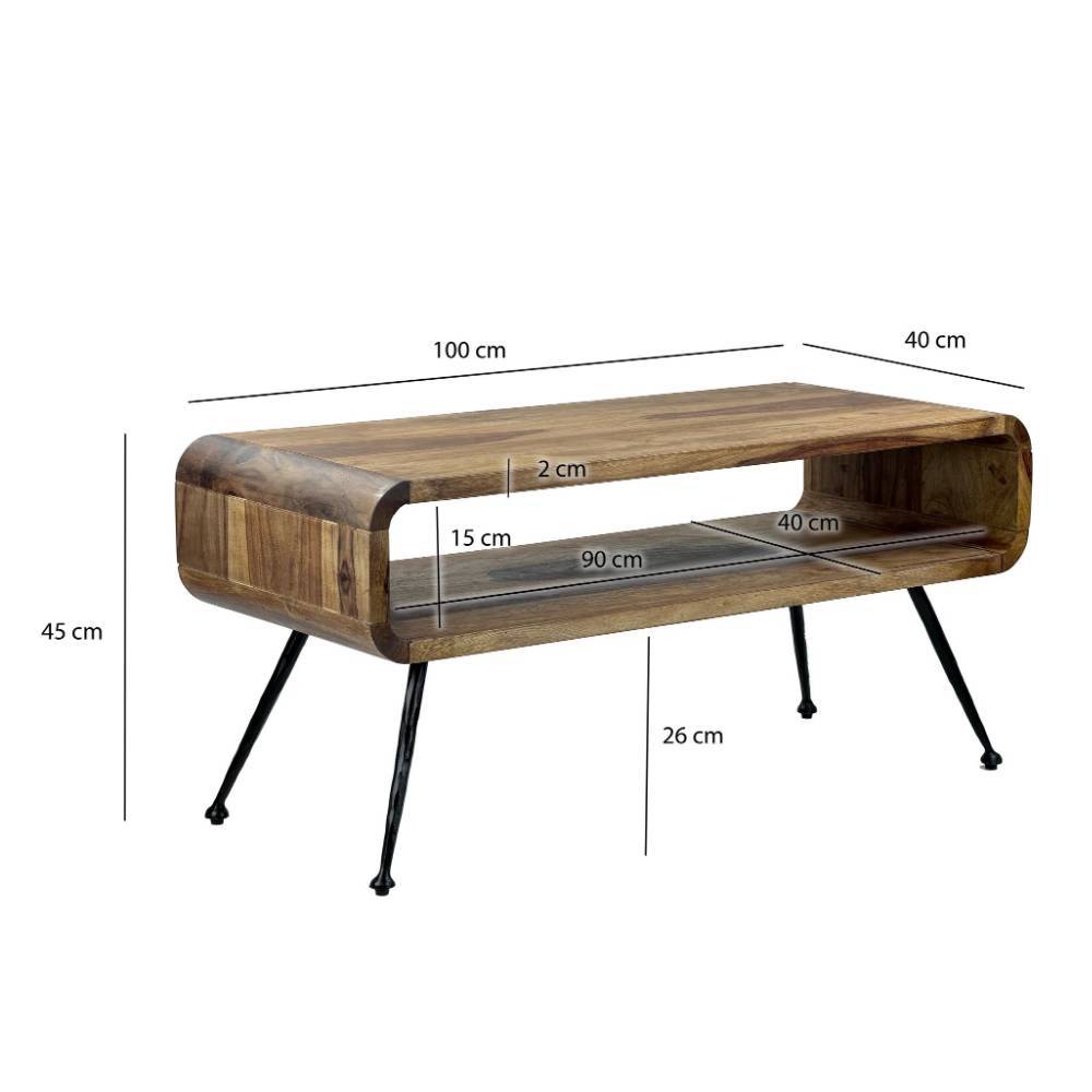 Retro-Style Couchtisch aus Sheesham Massivholz - Lavagna