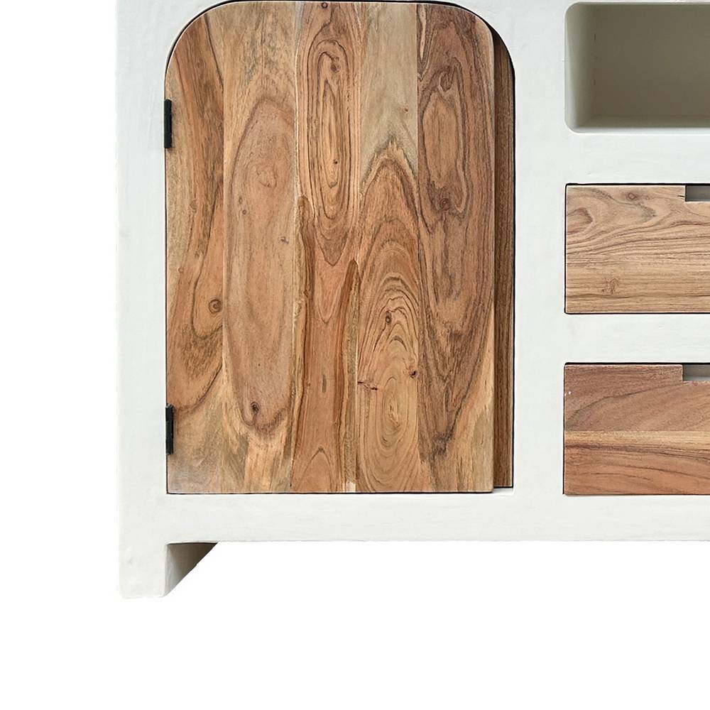 Skandi Sideboard in Naturweiß und Akazie - Usilvea