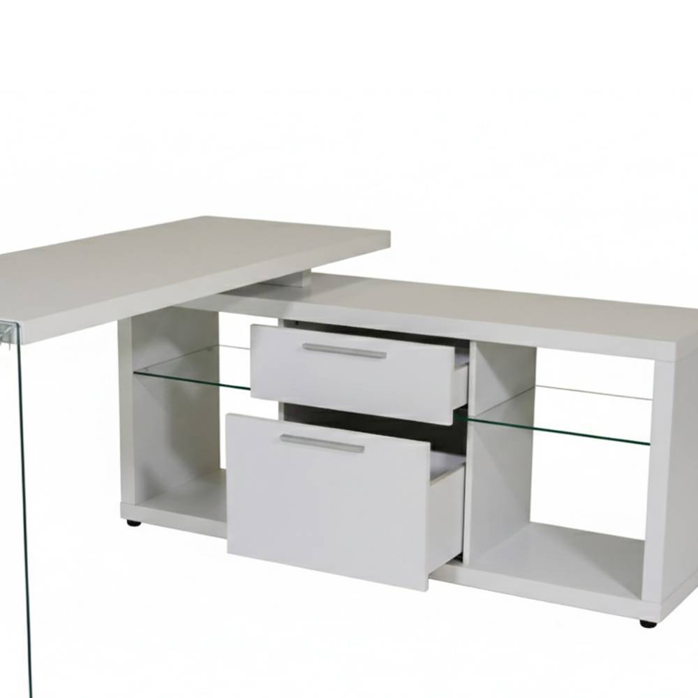 Design-Schreibtisch in Weiß und Transparent - Rosenna