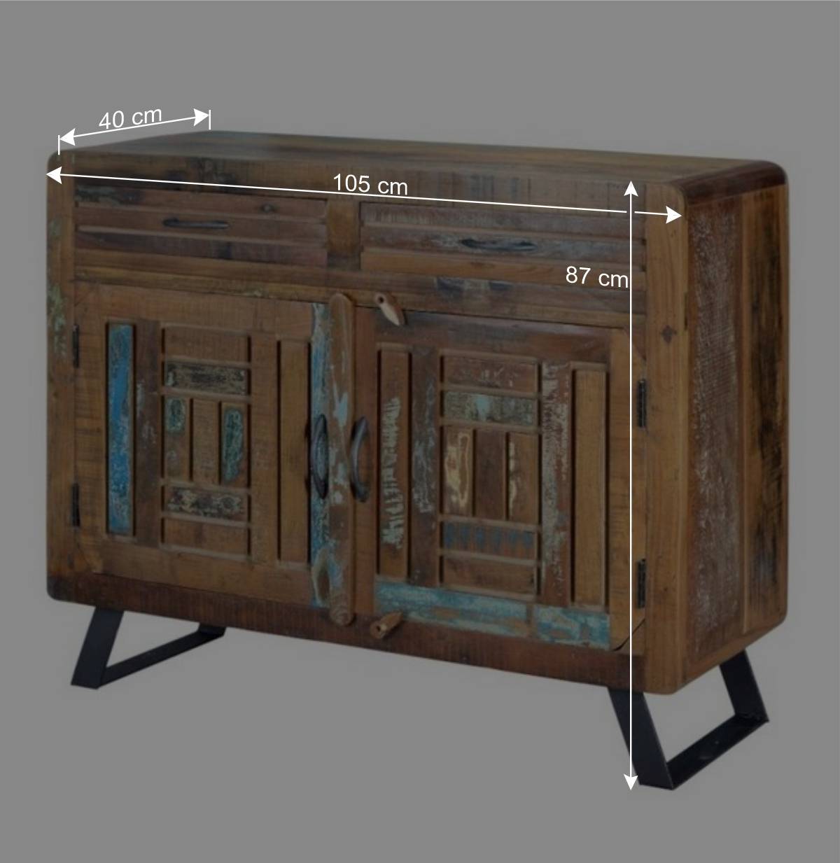 Shabby Chic Kombi-Kommode aus Recyclingholz - Tunar