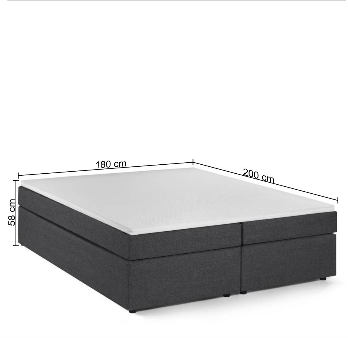 Boxspringbett in Dunkelgrau Webstoff - Cempino