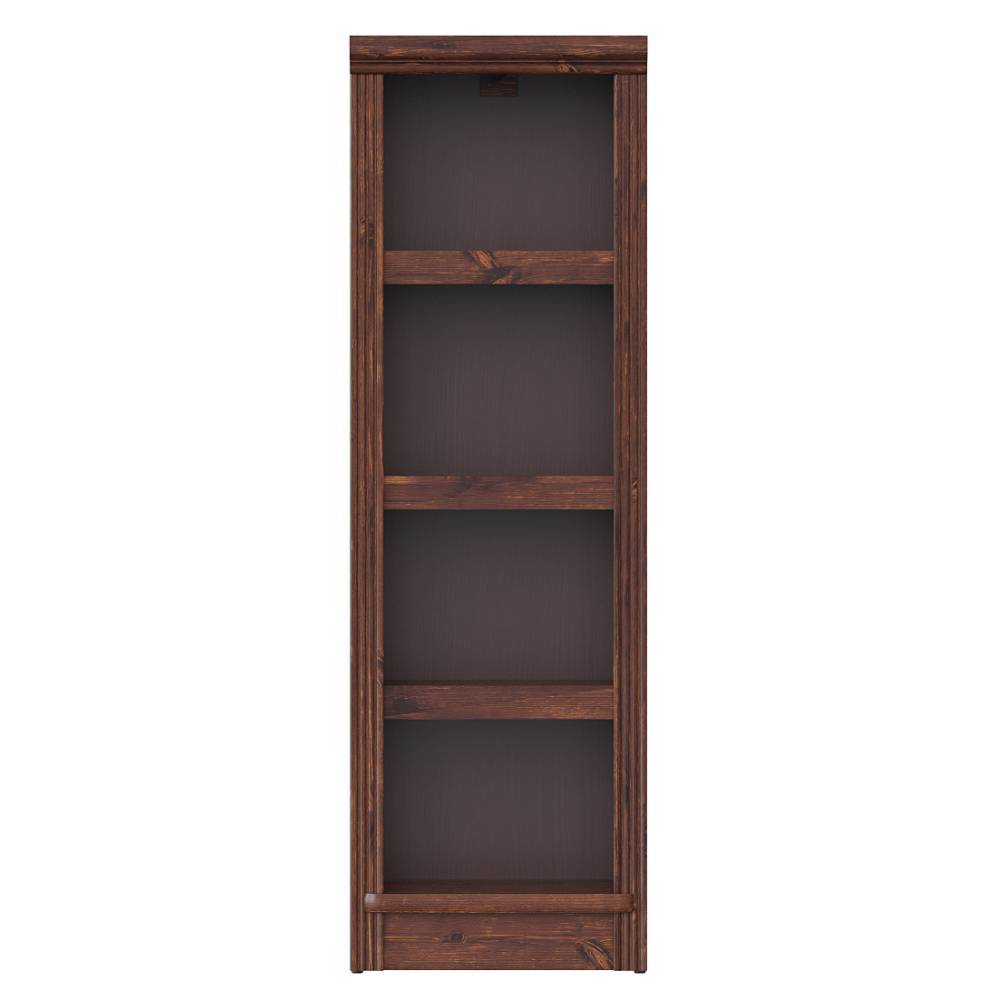Rückansicht des schmalen dunkelbraunen Bücherregals aus Holz für Arbeitszimmer – Nizina