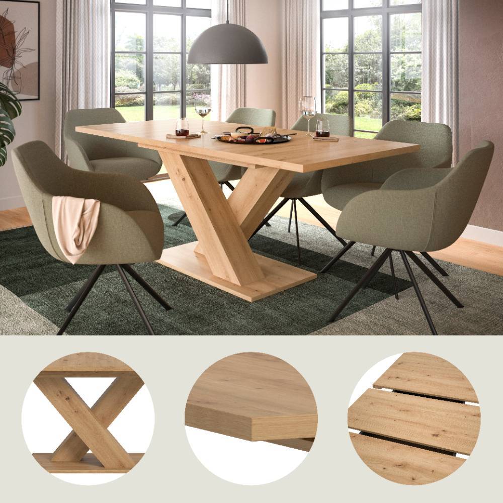 Esszimmer Ausziehtisch mit X-Säulenfuß - Onita