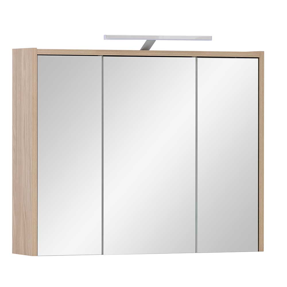 Bad Spiegelschrank in Eiche hell Dekor mit 65 cm oder 75 cm Breite - Lepre