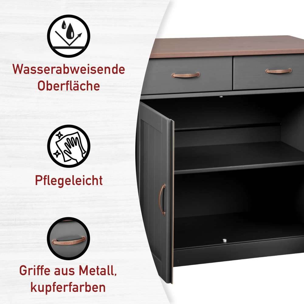 Landhaus Kombikommode in Grau & Braun - Nepplan
