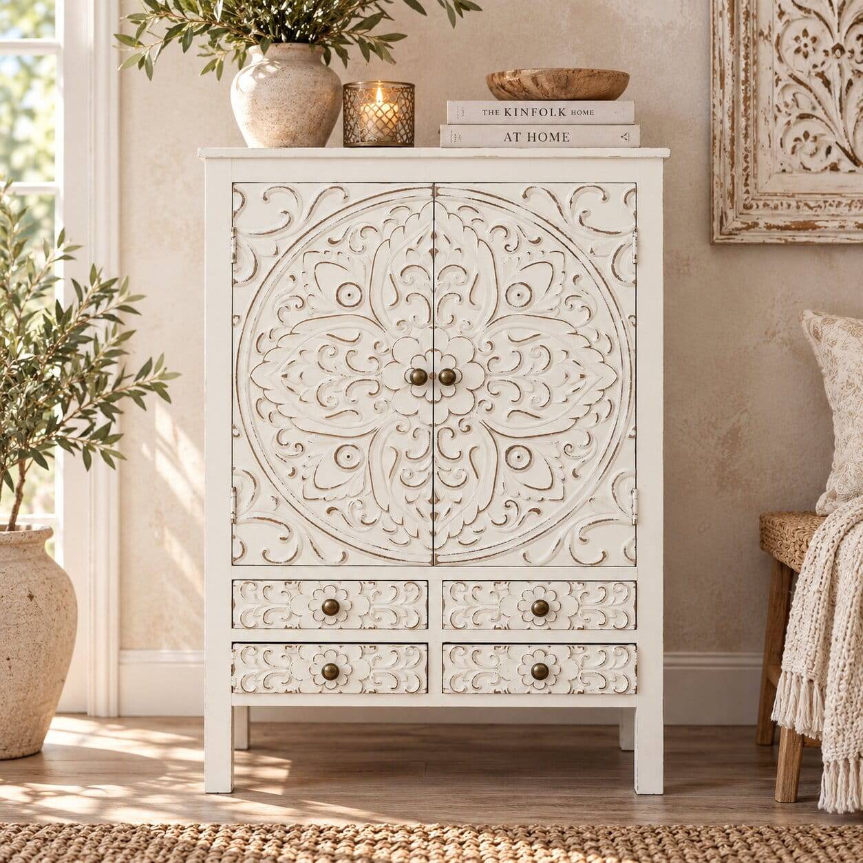 Highboard mit Ornament Muster Front - Acacio