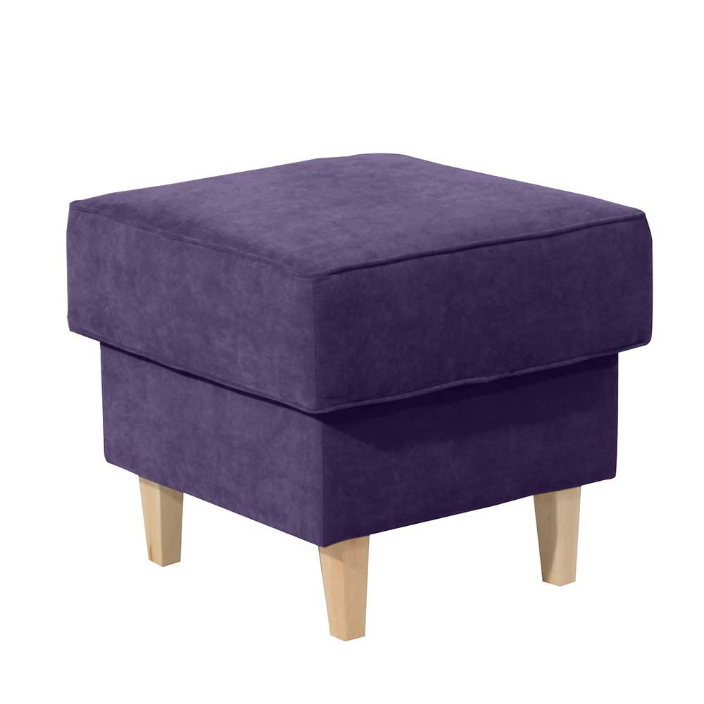 Polsterhocker in Violett Velours - Antonia