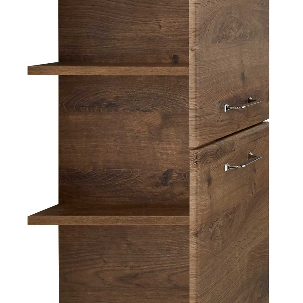 Badezimmer Midischrank in Holzoptik Eiche Dunkel - Miss X