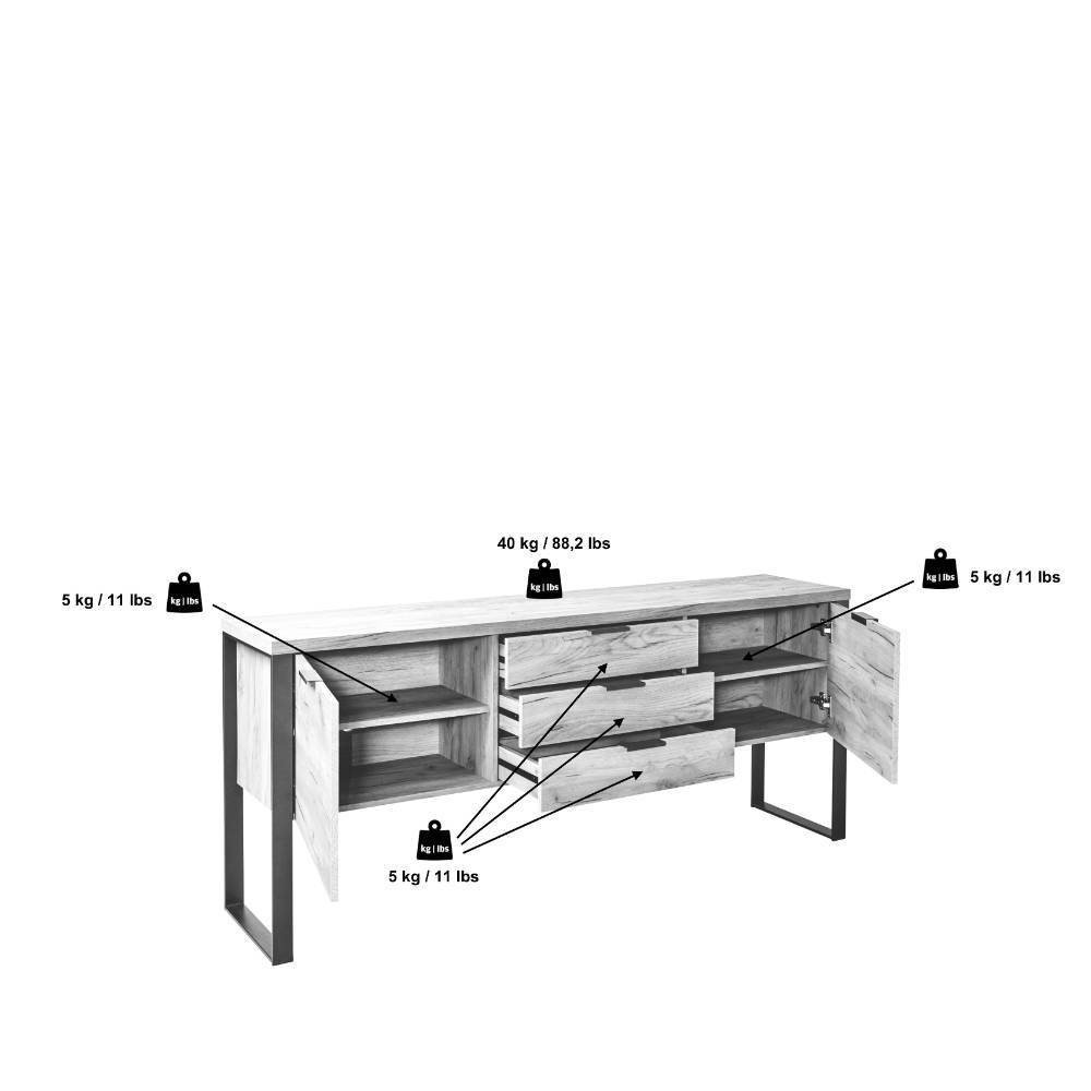 Sideboard in Weiß und Kerneiche - Sanuel