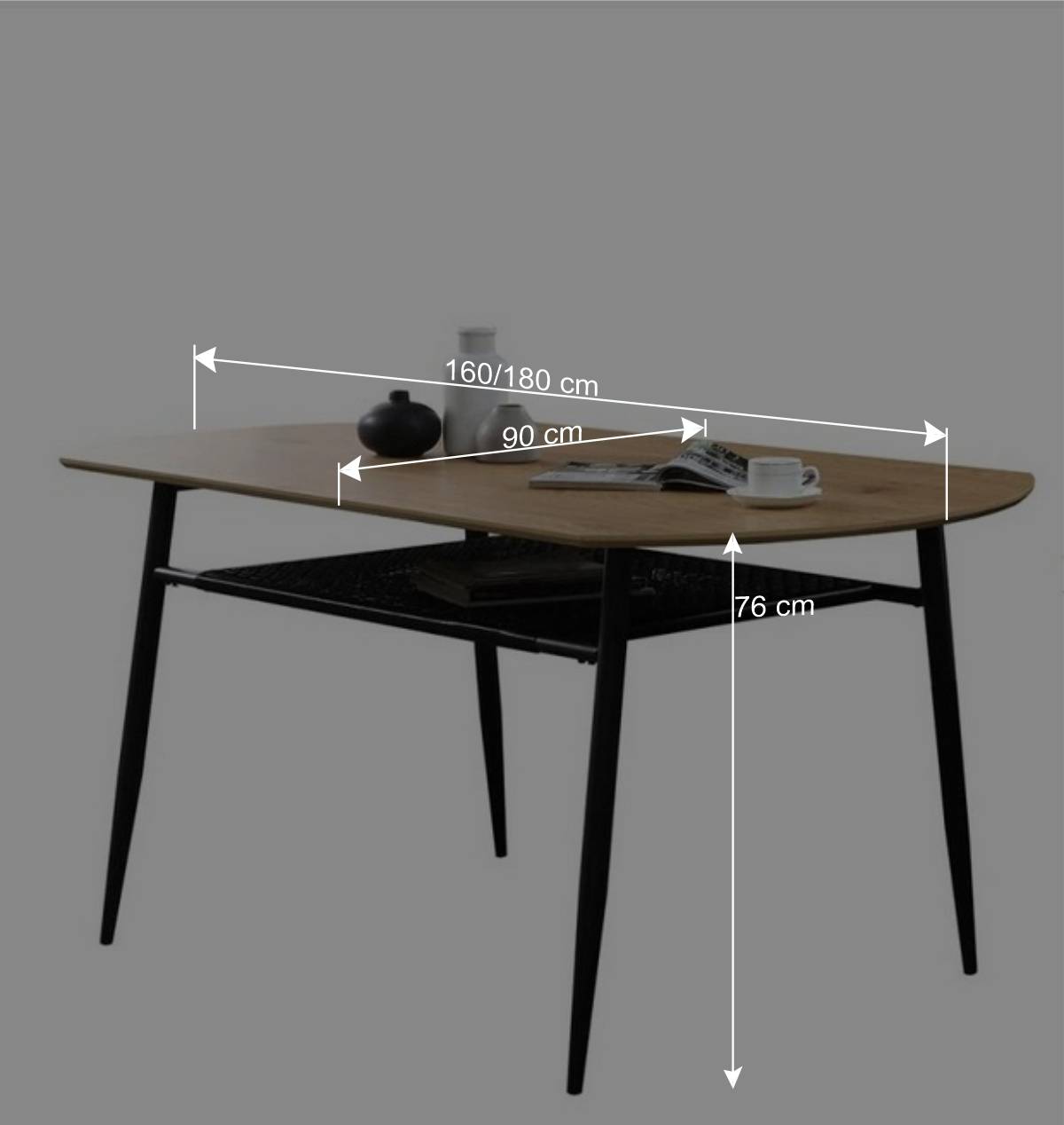 Esszimmer Tisch mit Ablage aus Kunstrattan - Zavias