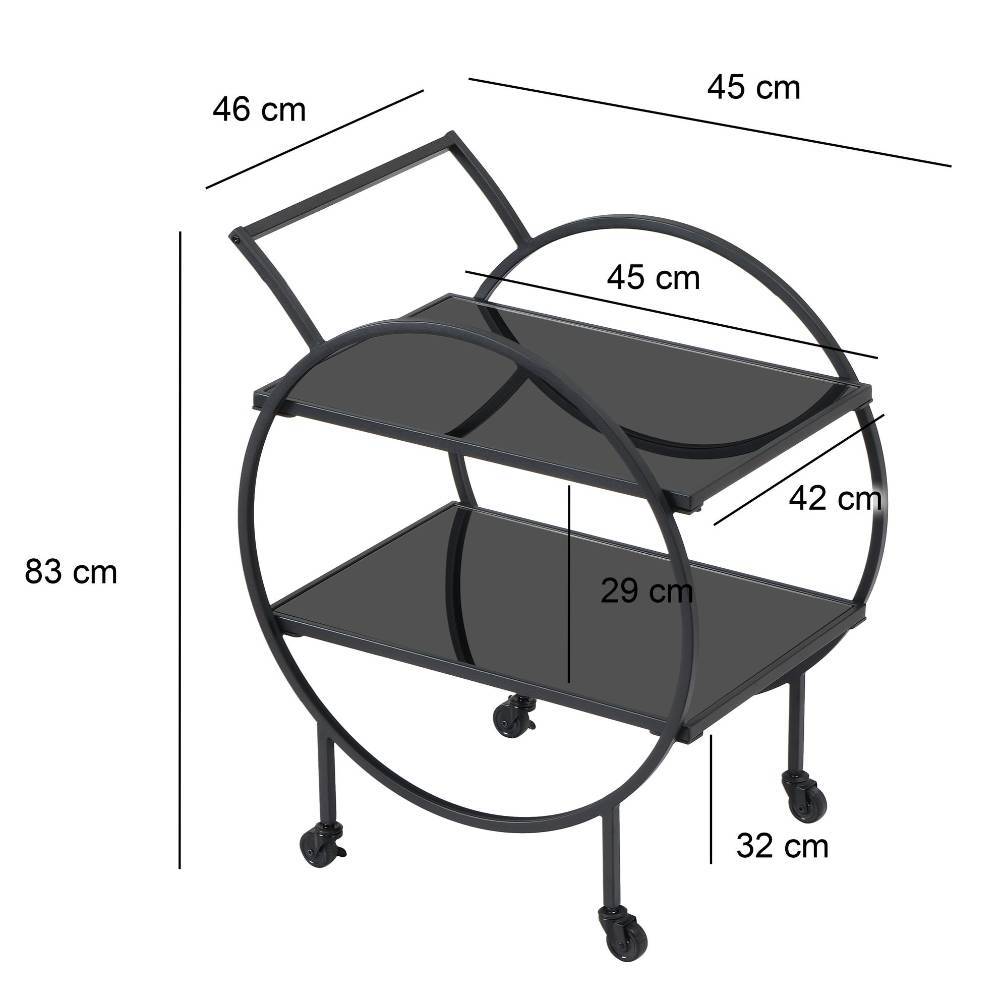 Schwarzer Design-Servierwagen aus Metall - Nucina