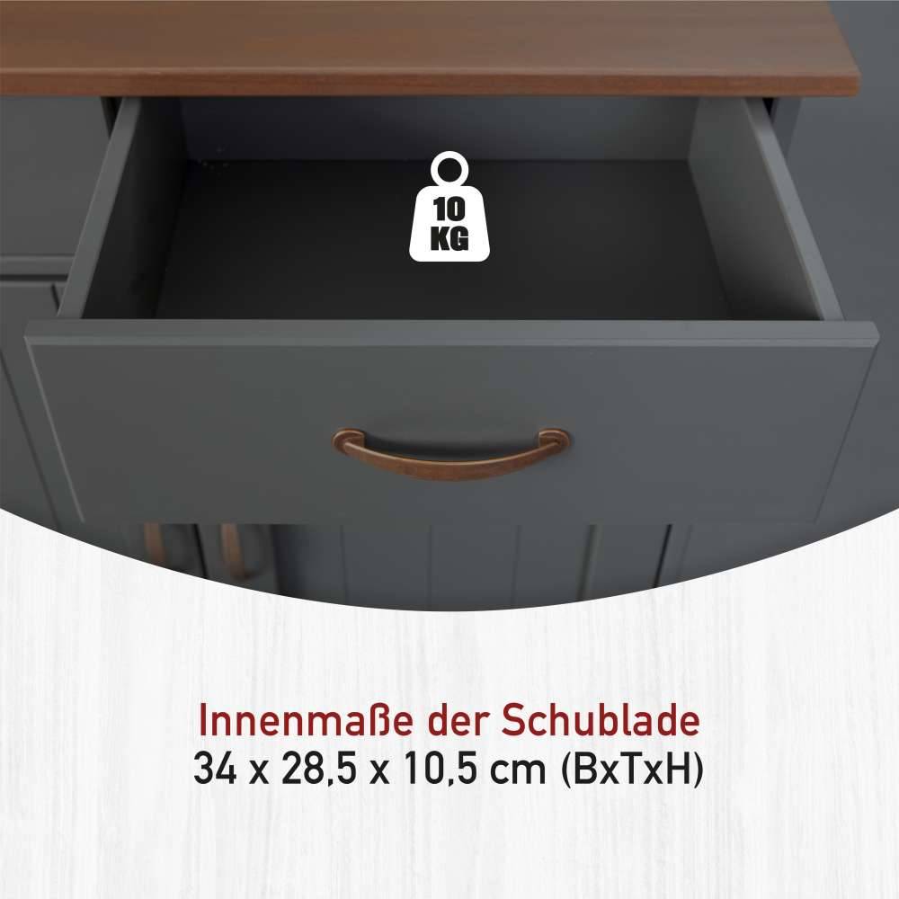 131x86x45 Landhaus Anrichte in Grau & Braun - Nepplan