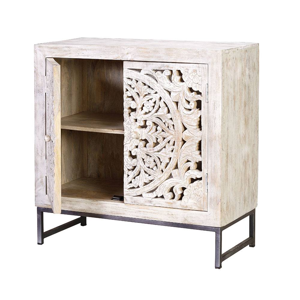 Vintage Türen-Kommode in Holz White Wash - Fudorus