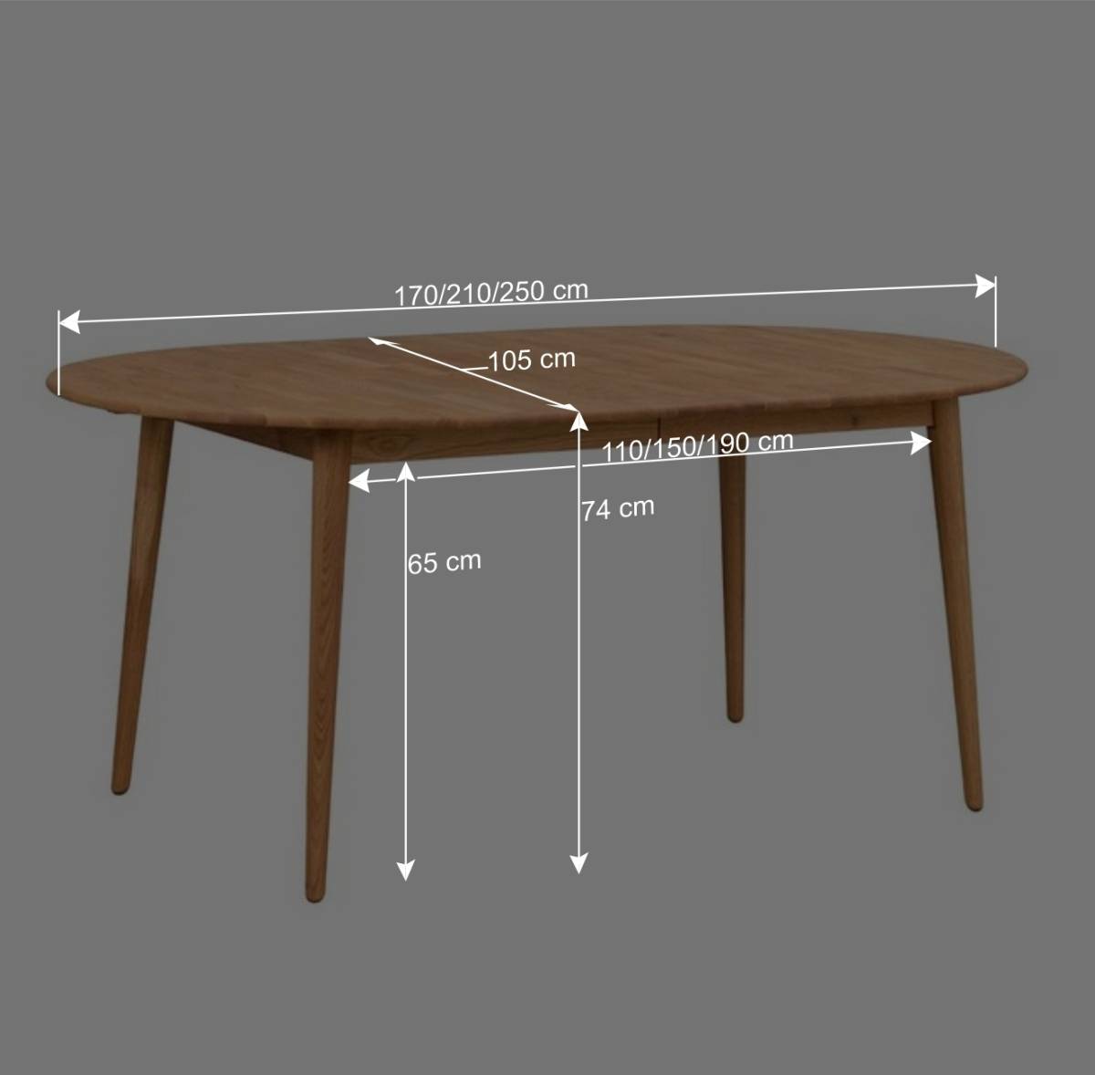 Verlängerbarer Holztisch mit ovaler Platte - Julisch