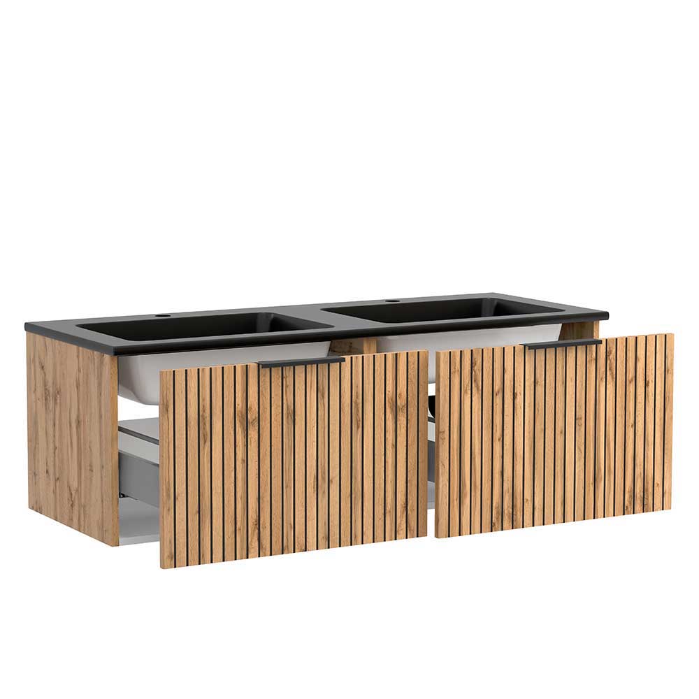 Design Doppelwaschtisch mit Lichtspiegeln - Crystoga (dreiteilig)