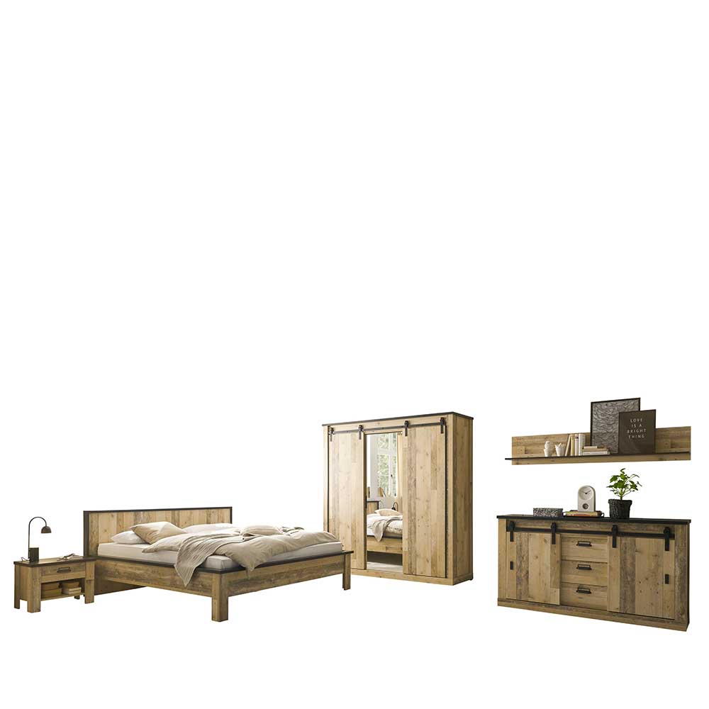 Schlafzimmer Set in Altholz Optik - Naiavio (sechsteilig)