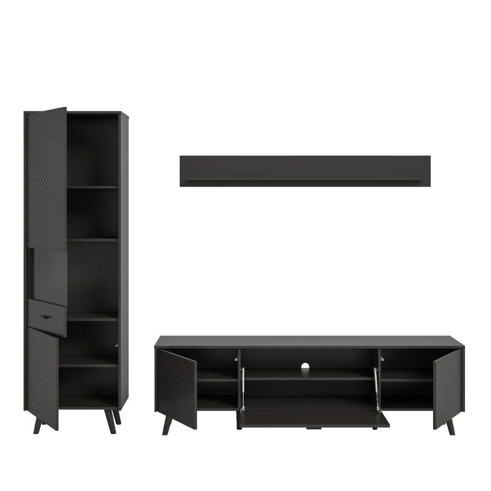 Wohnzimmer Anbauwand in Mattgrau - Adrionata (dreiteilig)