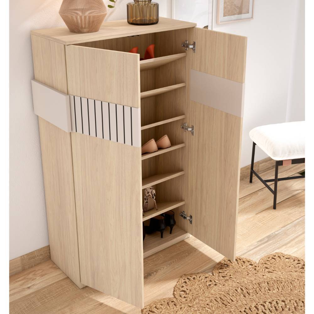 Highboard für Schuhe in Naturfarben Holzoptik - Ragusca