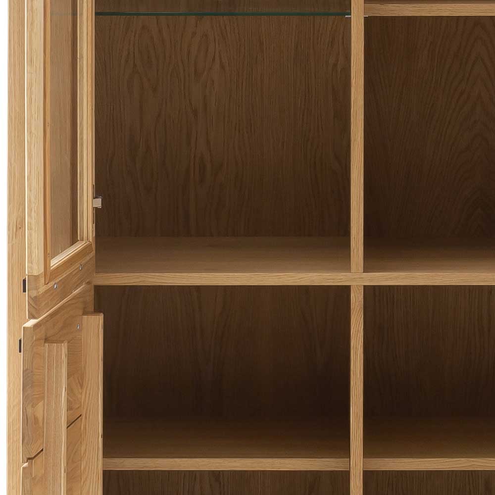 Wildeiche Vitrinenschrank teilmassiv - Sophia