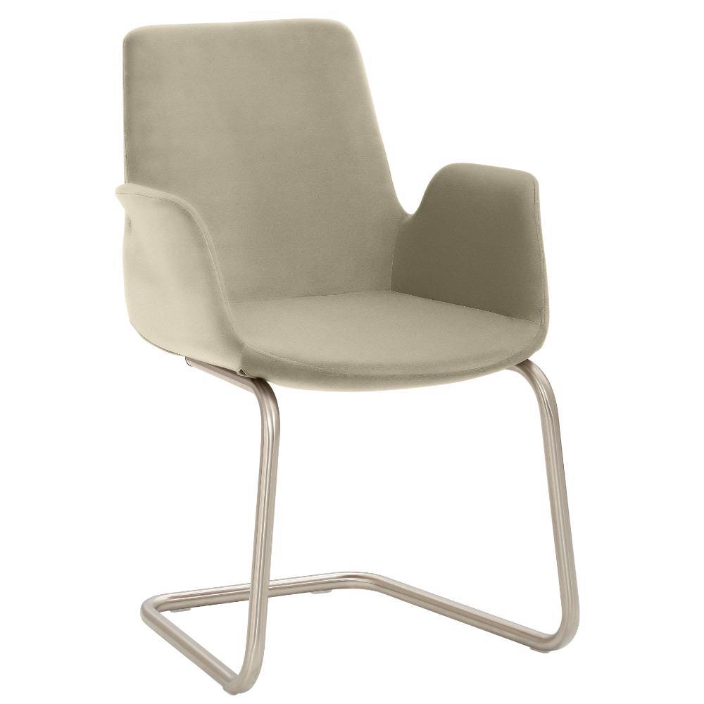 Schwingstuhl mit Armlehnen in Taupe - Kamma