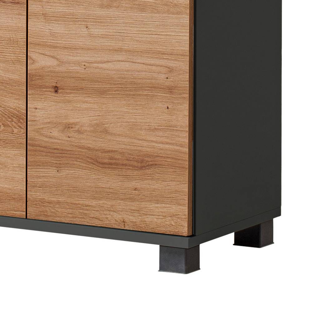 Badezimmer-Midischrank mit dunklen Standfüßen und Wildeiche Optik Türen – Plicardo