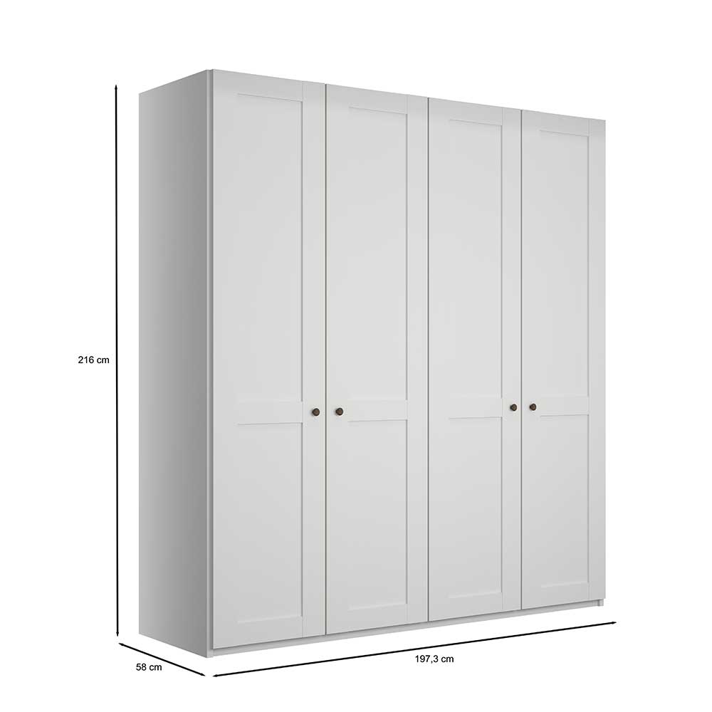 Schlafzimmer Kleiderschrank in Weiß 4-türig - Flinn