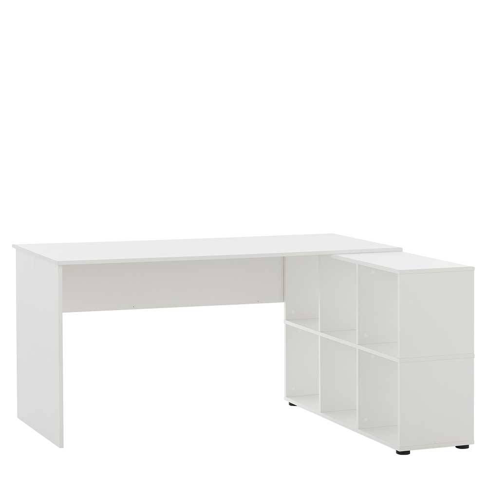 Weißer Schreibtisch mit seitlichem Regal - Obtin